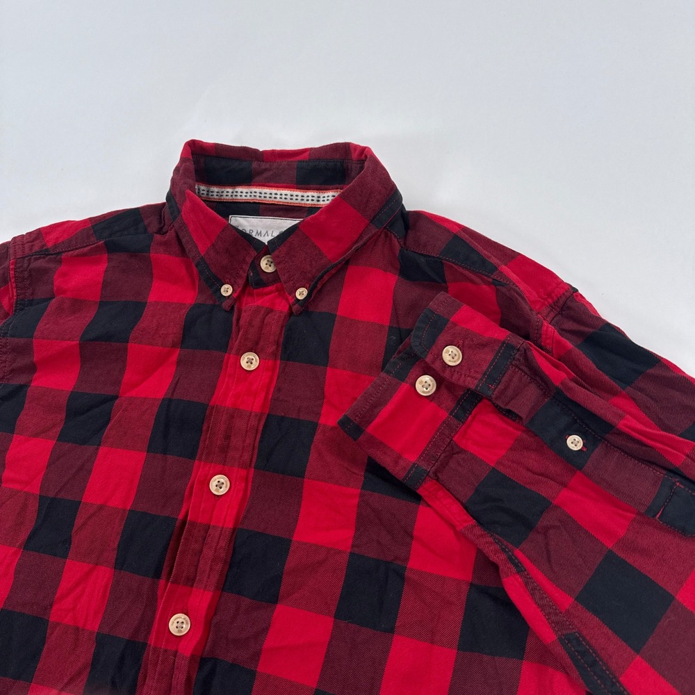 The Normal Brand Mens Shirt M Red Black Buffalo Check Button Down Rugged Classic